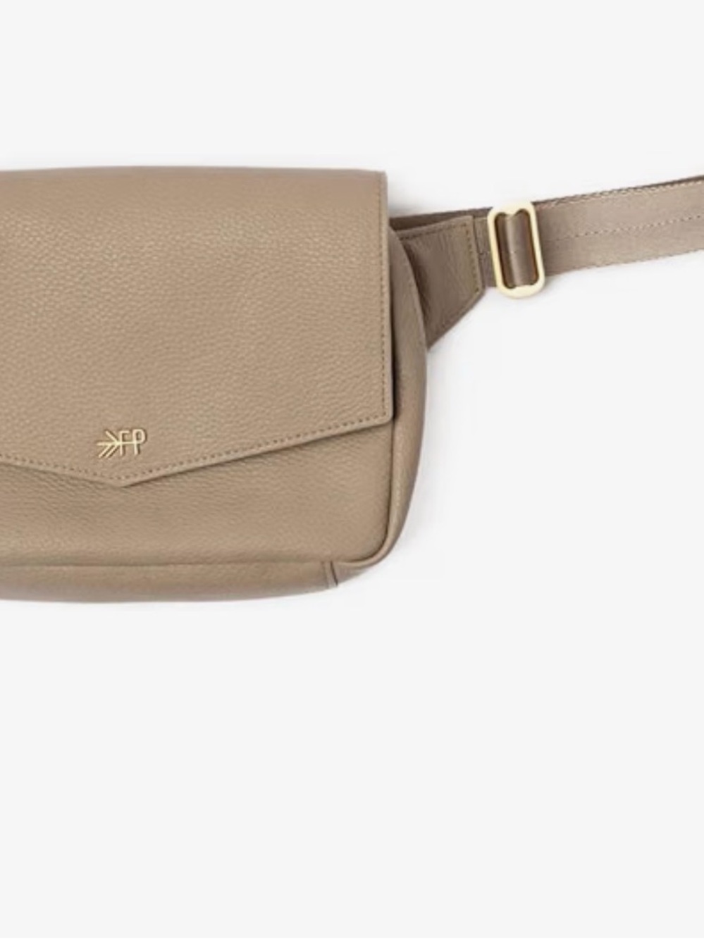 Freshly Picked Taupe Leather Crossbody Belt Bag with Gold Hardware